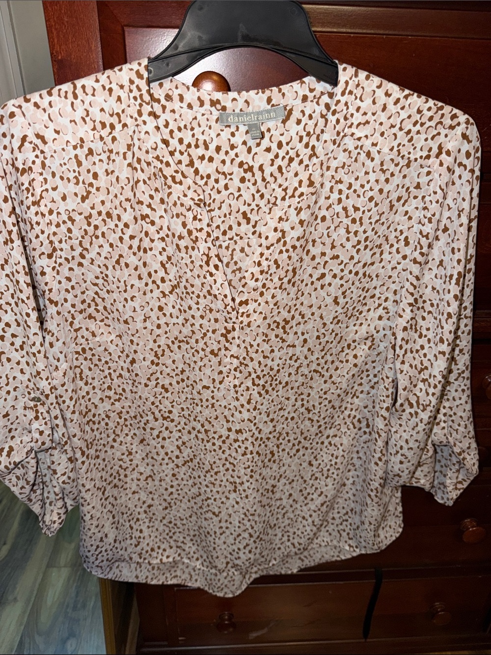 Daniel Rainn Cream Blouse with Brown Animal Print